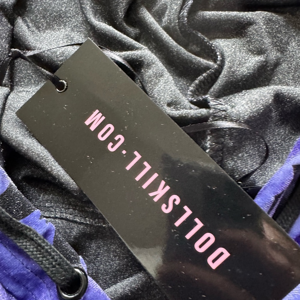 Dolls Kill Trickz N Treatz Purple hoodie black jacket - Picture 4 of 9